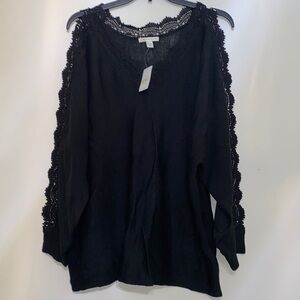Cato Black Sweater Lace Sleeves NWT Women’s Size 18/20W